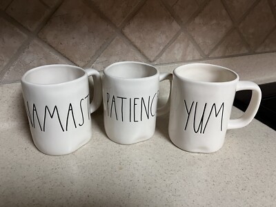 Rae Dunn by Magenta Namaste, Yum, Patience Mug Set NEW