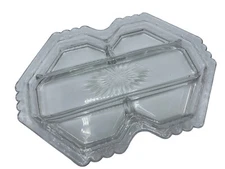 Vintage Fostoria Clear Glass Starburst Serving Tray Relish Etched 13"