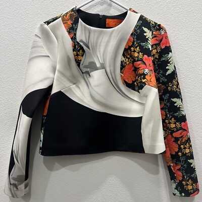 Clover Canyon Womens Long Sleeve Floral Top Blouse Top Geometric Contemporary XS