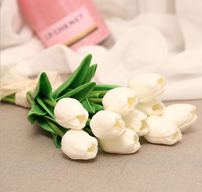 10pc Artificial Flower Bouquet Tulip Real Touch Bridal Wedding Supply Home Decor