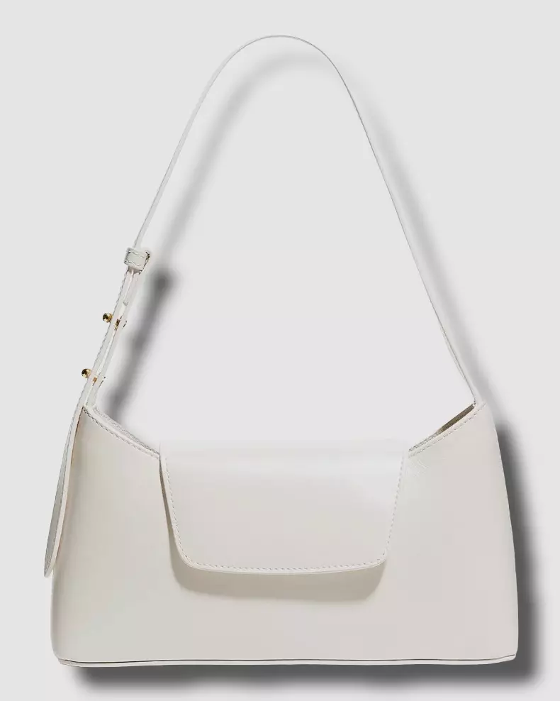 416 Elleme Women s White Pearlescent Leather Shoulder Bag Purse