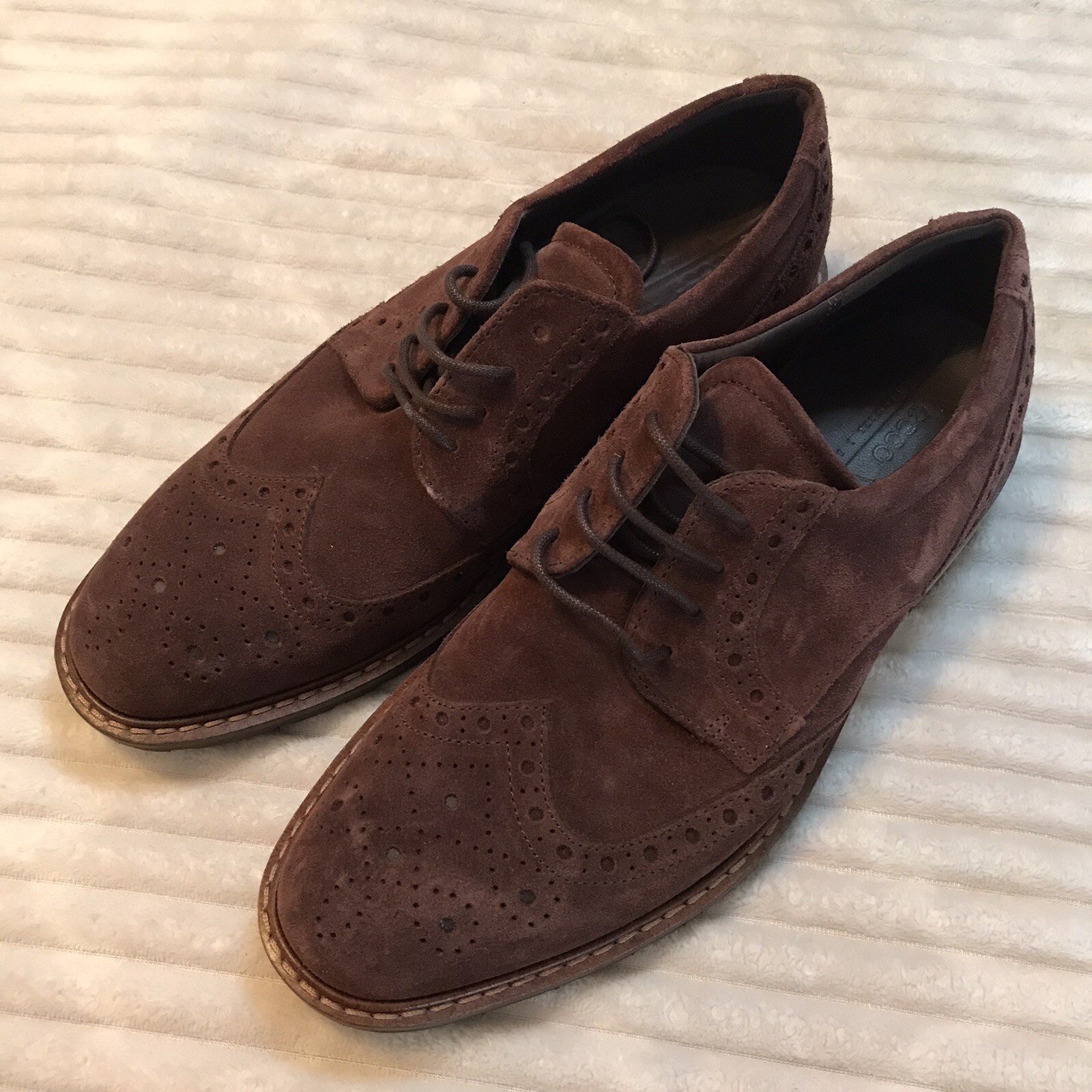 ECCO Burgundy Port Red Men's Vitrus I Wing Tip Tie Oxford Suede