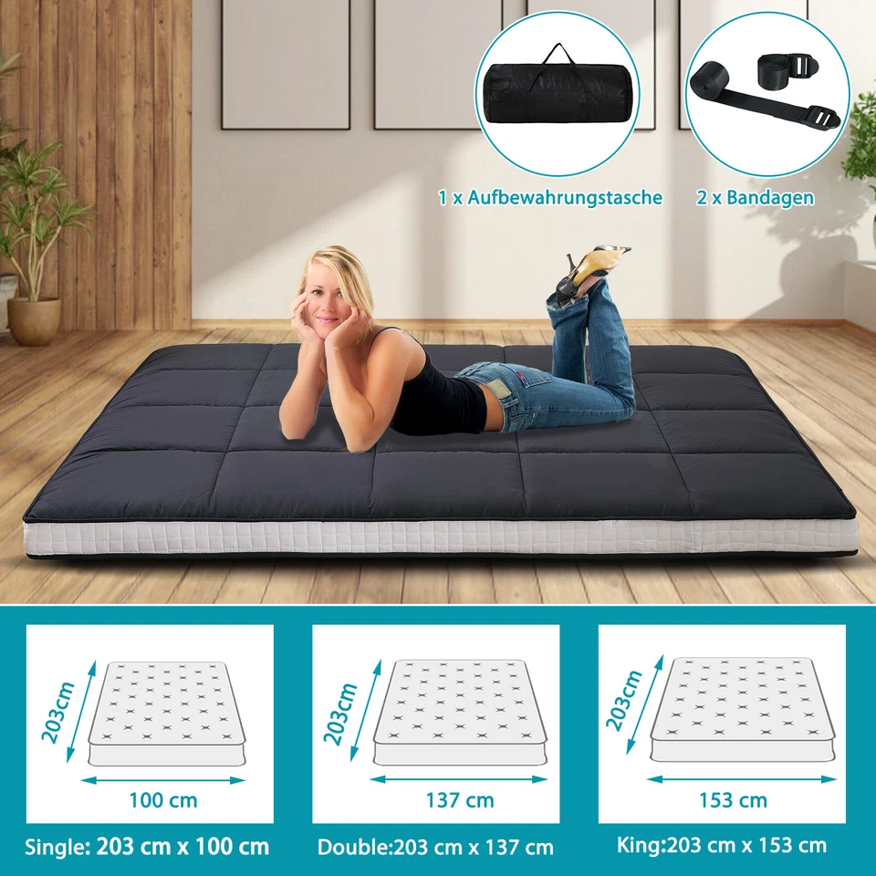 Japanwelt Futon Matratze Rollmatratze Schlafmatte Bodenmatratze Futonbett Bett - Bild 2 von 4
