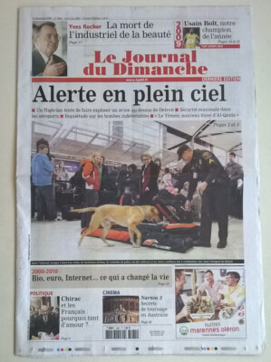 LE JOURNAL DU DIMANCHE Nr. 385 vom 27.12.2009 - TOD VON YVES ROCHER /Alerte pl. himmel