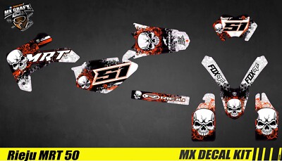Motorrad Deko Kit für / Mx Decal Kit for Rieju MRT MRT Pro - Orange Skull