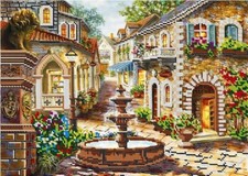 DIY Bead Embroidery kit FOUNTAIN Needlepoint Beading Beadwork