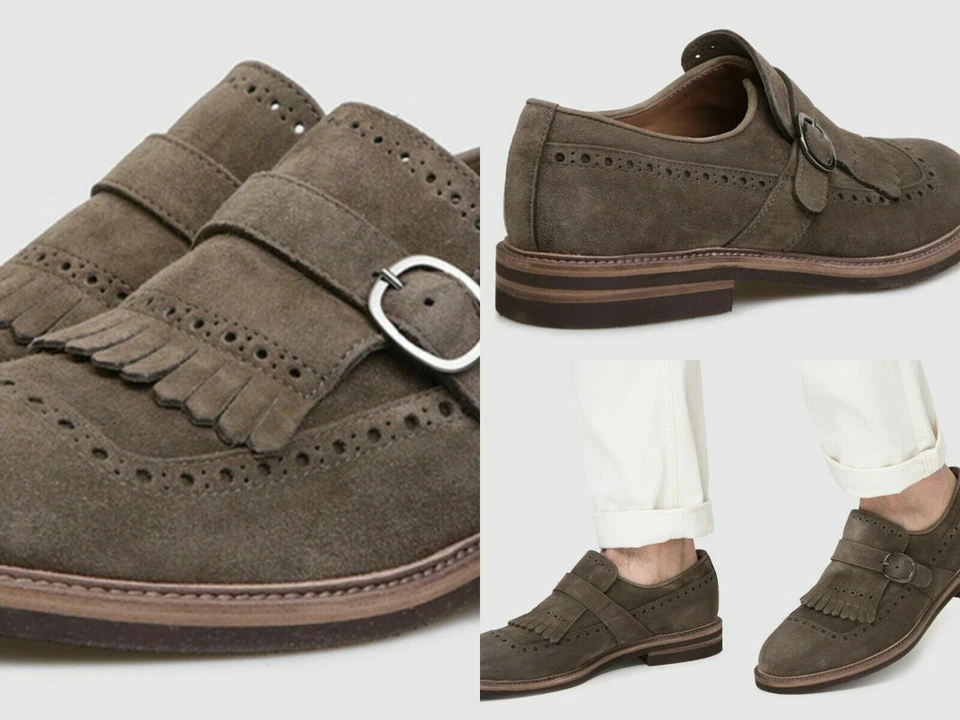 Brunello Cucinelli Double Monk Pattern Shoes Schuhe Brogues Monk-strap New 46