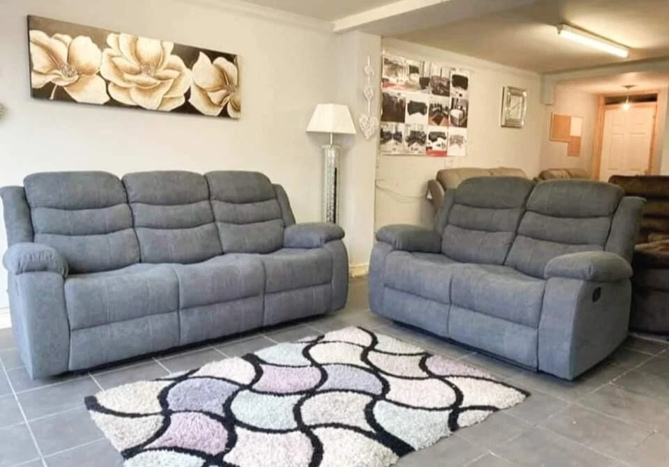 Grey Recliner Sofa 3 2 Seater Set Couch with Cup Holders Corner sofa Roma