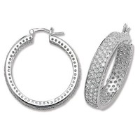 Sterling Silver Stone Set Hoop Earrings Sterling Silver Stone Set Hoop Earrings