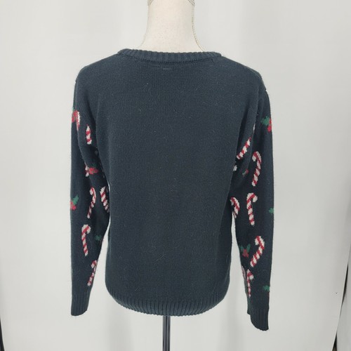 Love by Design Christmas Reindeer KISS ME Sweater Black Women's Size Medium - Picture 6 of 7