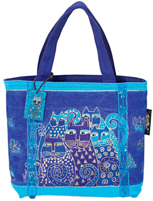 Laurel Burch LB415 Mini Bag 11''X3''X8''-Indigo Cats