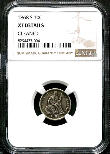 1868-S 10C Seated Liberty Dime - San Francisco - NGC XF Details - Cleaned  CC362