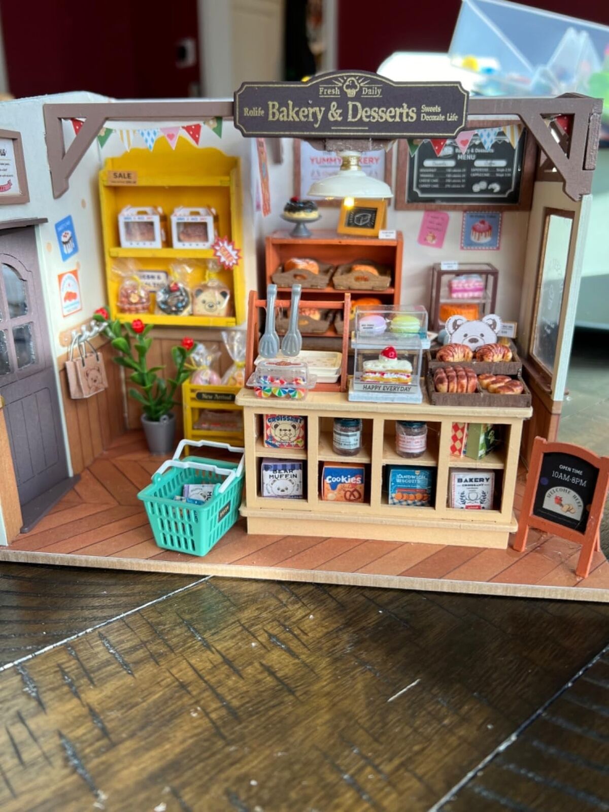 Rolife DIY Miniature Doll House Kit, Build Becka's Bakery Diorama House Build...