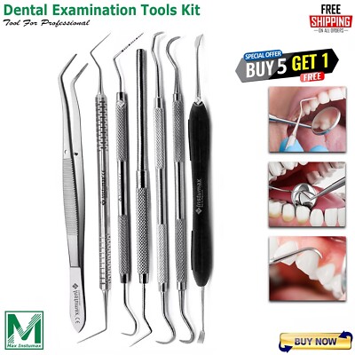 Dental Examination Kit Hygiene Tooth Scraper Probes Explorers Scalers 7Pcs