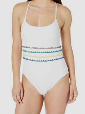 $128 SoLuna Women's White Summer Soltice Stitched One Piece Swimwear Size Large