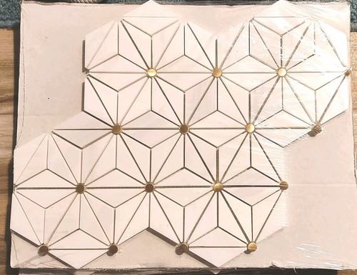 Viviano Marble Nova Dolomite Brass Tiles SKU# 100654433 11.77"x10.16"x3/8" Lot 3 - 第 4/7 張圖片
