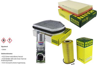 MANN-FILTER Paket + Presto Klima-Reiniger für Mercedes-Benz C-Klasse W202 Kombi