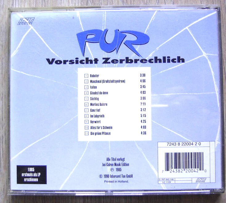 CD Vorsicht zerbrechlich / PUR / 1990 - Bild 2 von 2