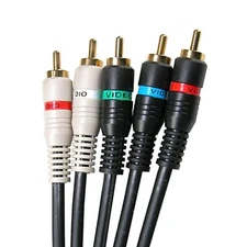 2pc 6ft BLACK VIDEO Component  5 wire Audio Video Patch Cables YPbPr HD TV CABLE