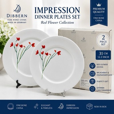 DIBBERN Impression 31cm Dinner Plates Set of 2 Fine Bone China Germany NEW