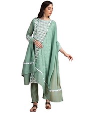 Women's Chikankari Embroidery Georgette Straight Kurta Pant with Dupatta Set