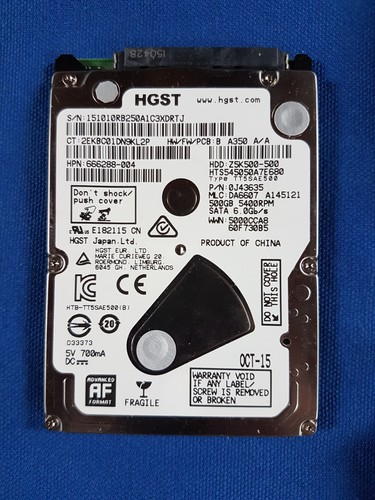 SATA HDD Festplatte intern HITACHI HGST HTS545050A7E680 500GB 2,5" 100% OK