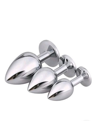 3pc set Butt Anal Plug ROUND Stainless Steel Jewel Butt Plug 3 sizes S/M/L  | eBay