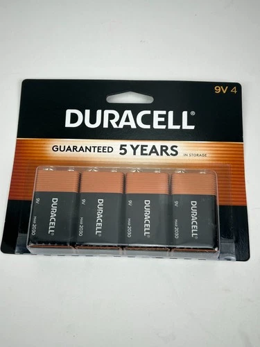 DURACELL 9 VOLT BATTERIES 4 PACK EXP. 2030 NEW SEALED PACKAGING