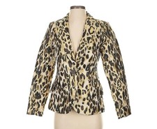 Women's Classic Leopard Print Blazer Jacket Size Medium Workwear Mobwife