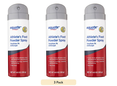 (3 Pack) Equate Athlete'S Foot Antifungal Powder Spray Tolnaftate 1%, 4.6 Oz