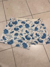 Abercrombie Fitch Scarlett Linen-Blend Wrap Mini Skort in Blue Floral