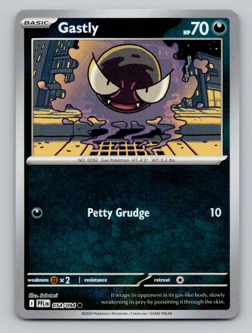 Reverse Holo Gastly 054/094 Common Phantasmal Flames Pokemon
