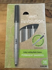 BIC Ecolutions Fine Permanent Markers, Recycled Plastic, Black, 36-Count Pack