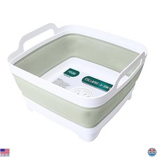 9L Collapsible Dish Basin with Drain Plug & Handles - Portable Camping Sink