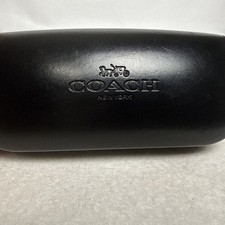 COACH Glasses Case New York Black Leather Hard Clamshell 6"