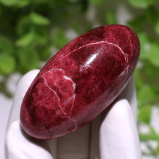 Antigua Rosa Tulita Shiva Lingam | 68g Piedra de Palma Pulida | Talismán Corazón Fuego