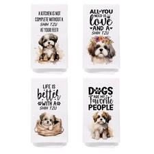 Shih Tzu Dog Kitchen Towels Set Of 4 Gifts For Women Bathroom Hand 16x24 Inch
