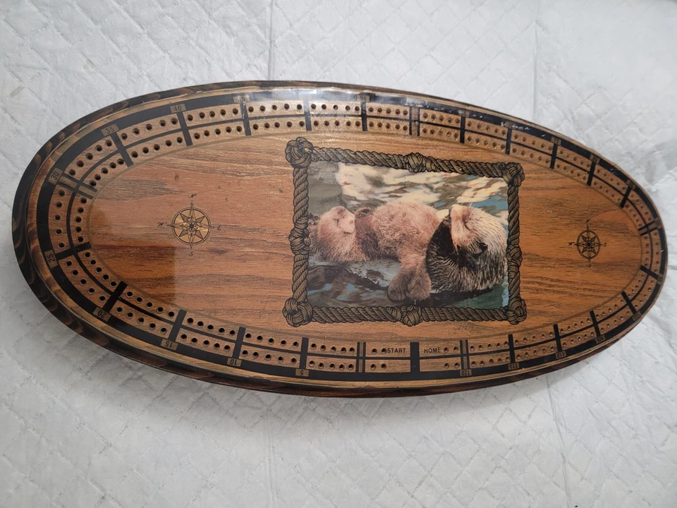 Great Western Enterprises VINTAGE (temprano) tabla de cuna de madera nutrias 16"x8"x2" Foto 4 de 4