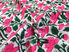NO TARRIF CHARGES 100 Indian Hand Block Print 100 Cotton 15 Yard Fabric ZK 354