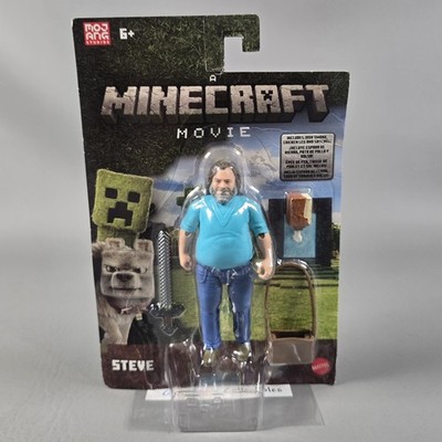 Minecraft Movie Steve 4 Inch Action Figure Sword Satchel Chicken