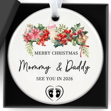 Christmas Ornaments Pregnant Multicolor-merry Mommy daddy