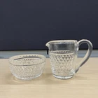 Vintage Waterford Crystal Alana Pattern Open Sugar Bowl & Creamer Set