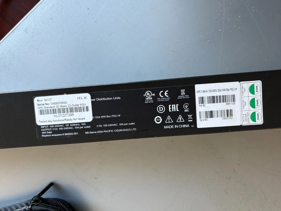 HP Basic G2 PDU 16A 20x C13 2x C19 3.6kVA - P9Q38A  22 OUTLET PDU - Image 4 of 4