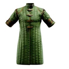 Mediaval Thick Padded Cotton Gambeson With Leather Trim Jacket Viking SCA LARP