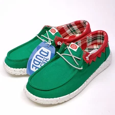 Hey Dude Wendy Holiday Elf Christmas Womens Size 8 Green Slip On Shoes Loafers