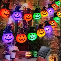 Solarlampen Halloween Deko Outdoor 20 LED Mehrfarbig 3M Lichterkette Garten