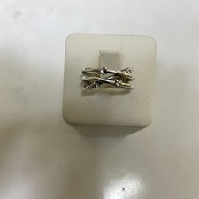 Sterling Silver four Stone CZ claw Set three Banded Ring