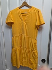 lands end multi-tiered dress cotton jersey Sweet Mango color SMALL short-sleeved