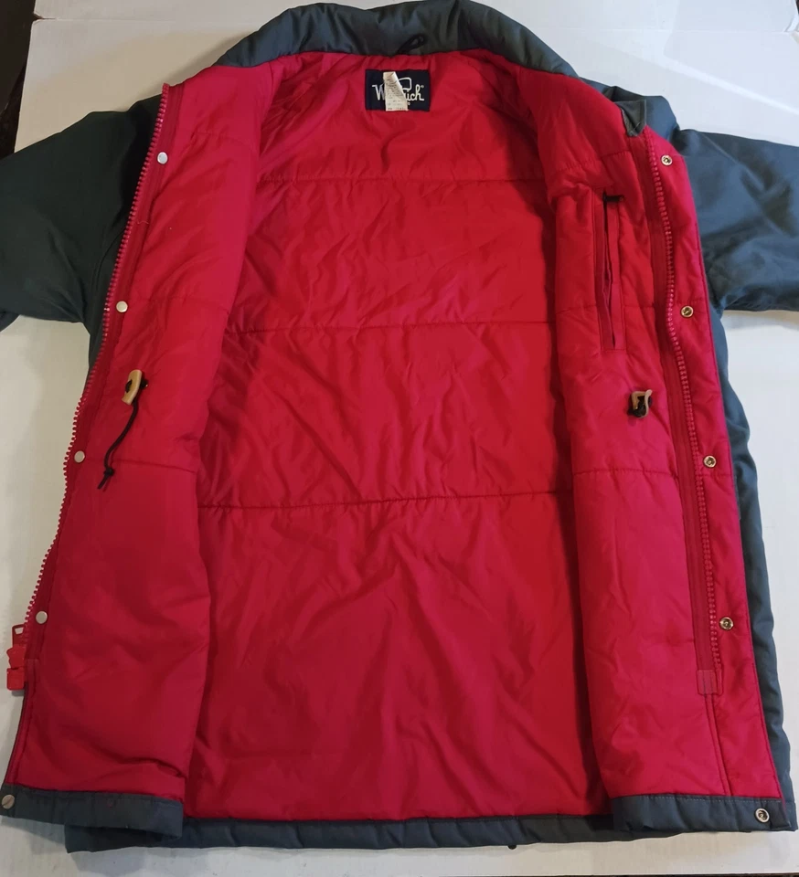 Woolrich Coat Mens Large Pockets Button Cotton Blend Charcoal Gray WARM - Image 3 of 4