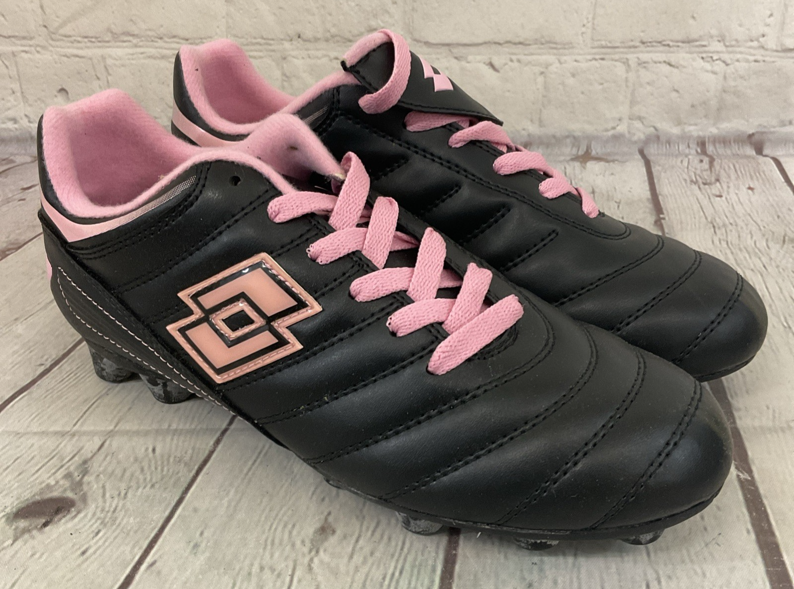 Lotto J2205.BLSP.5H tacchetti calcio giovanili in pelle nero rosa US 5 5